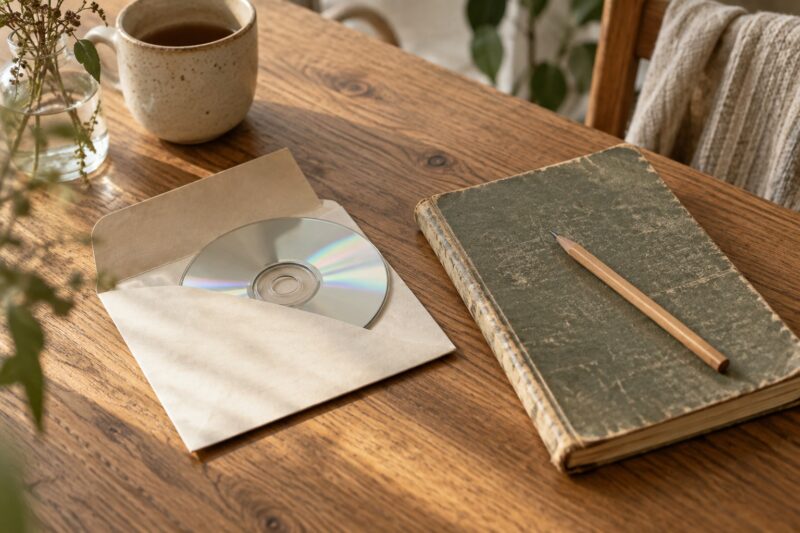 音楽活動を振り返るCDとノートのイメージ