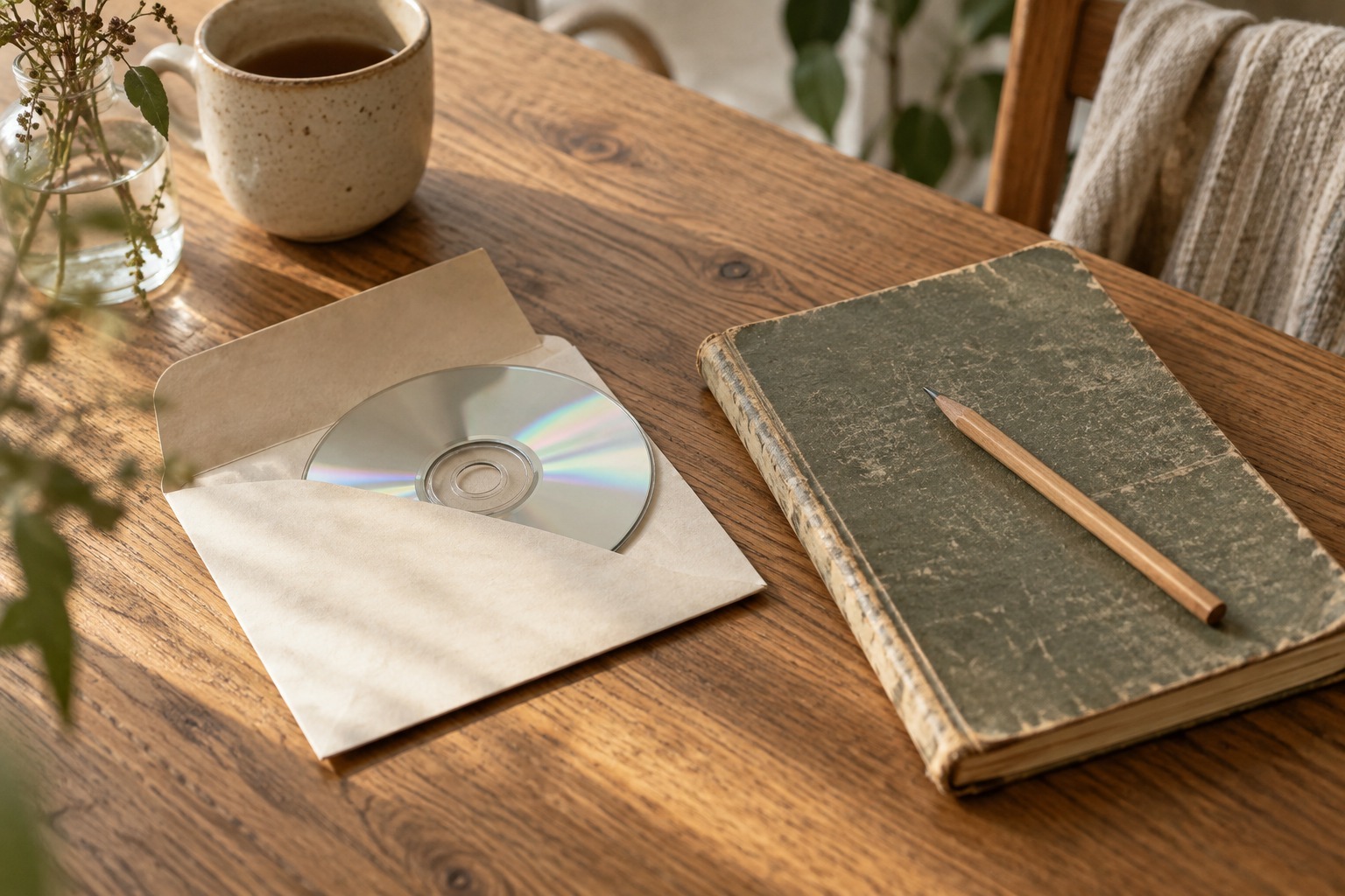 音楽活動を振り返るCDとノートのイメージ