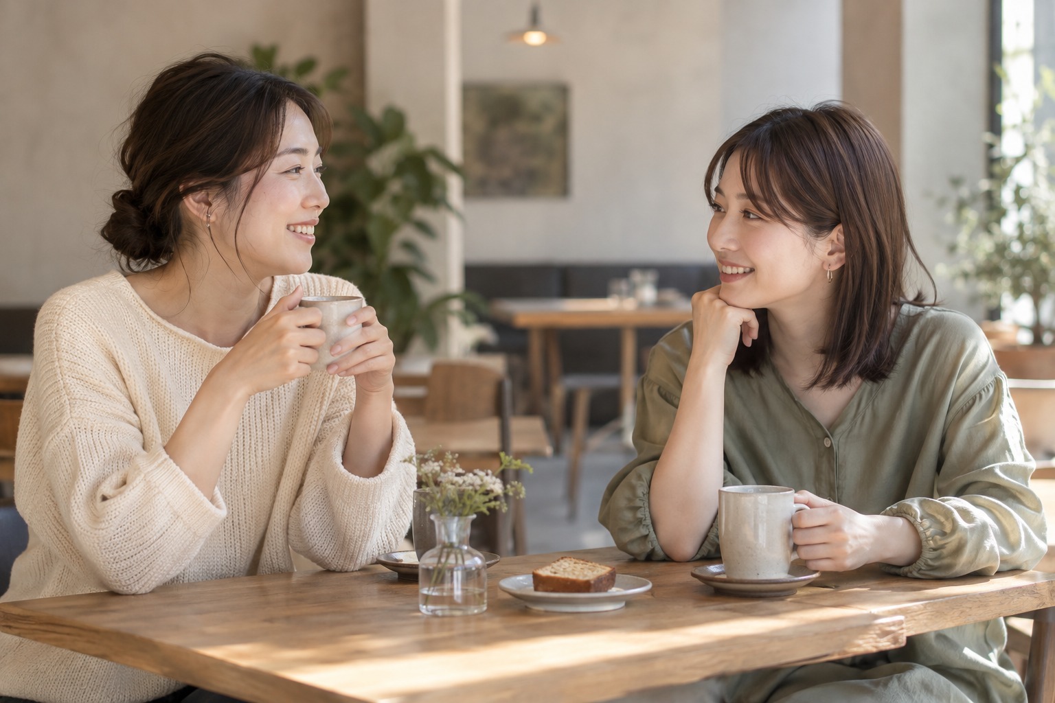 お茶を飲みながら会話を楽しむ女性たちのイメージ