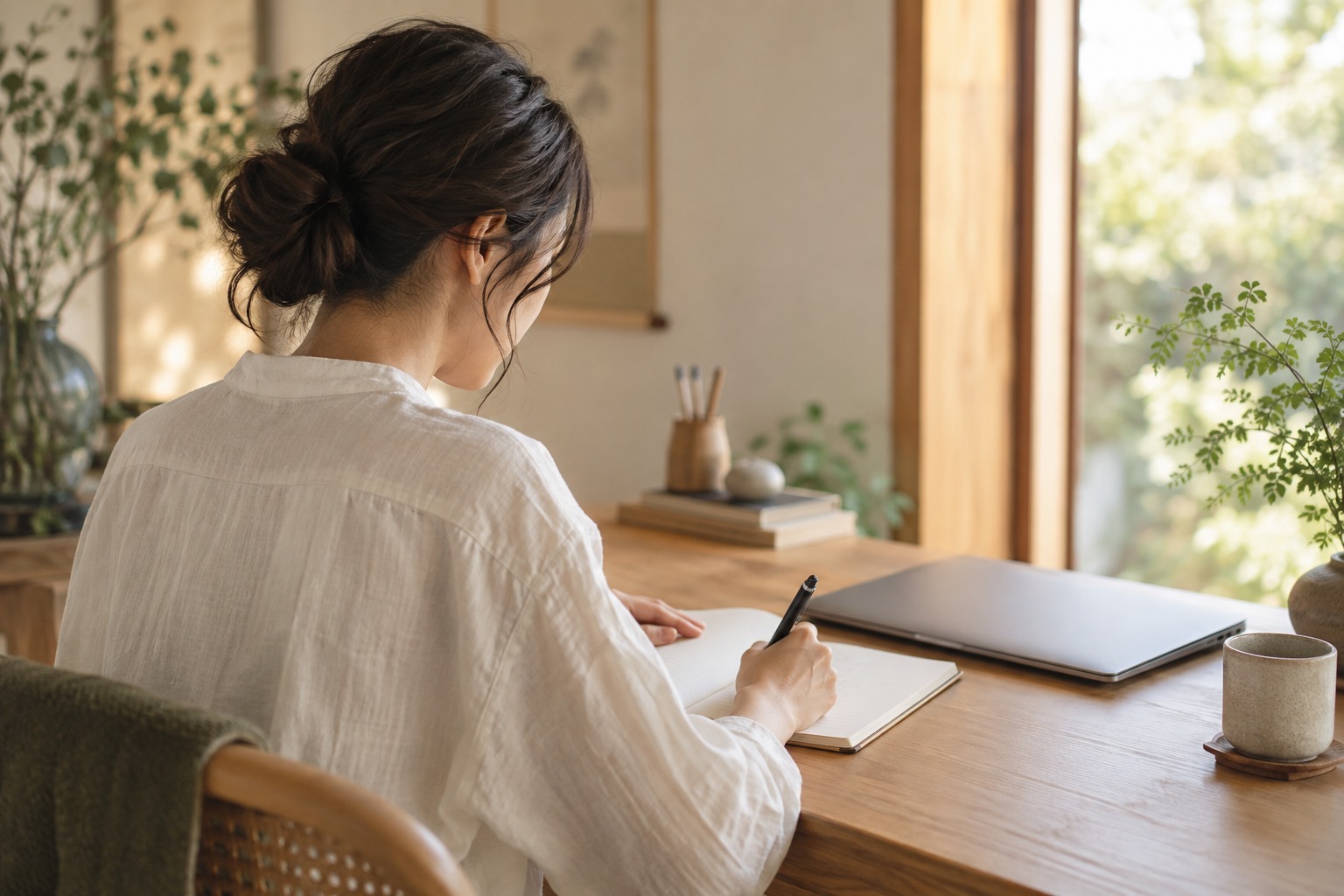 日々の気づきをノートに書き留めるイメージ